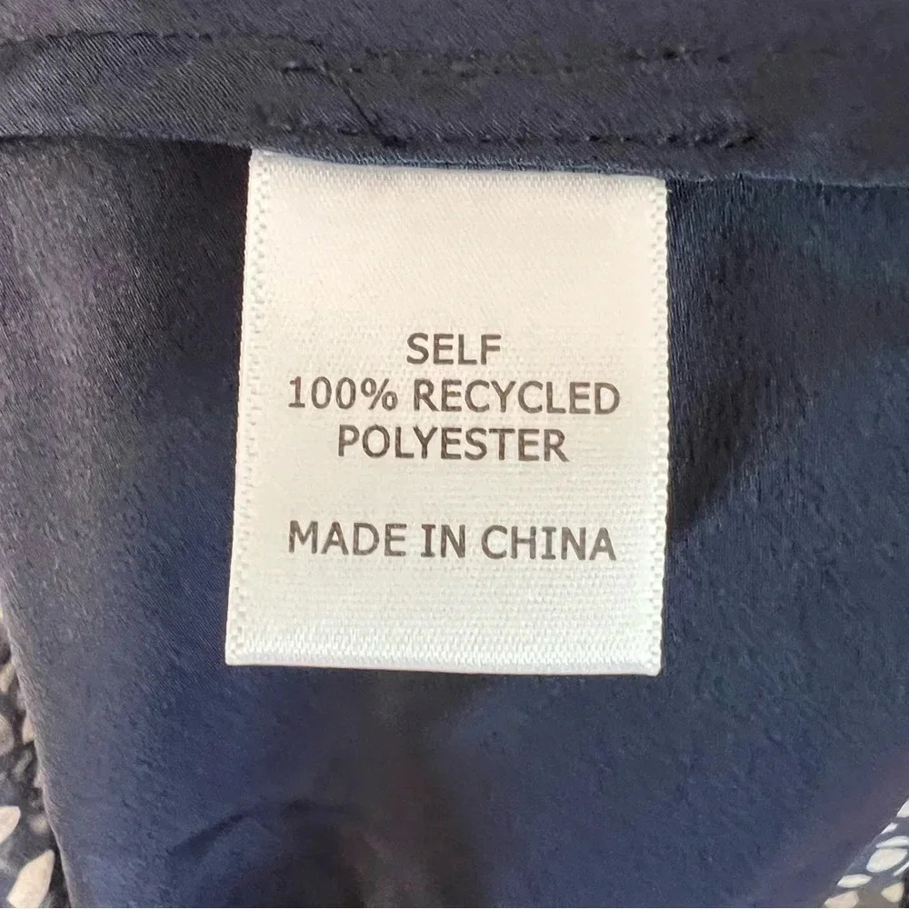 La Ligne Alexi Ruffle Long Sleeve Silk Georgette Minidress Navy Ivory Dot Large - Picture 6 of 9